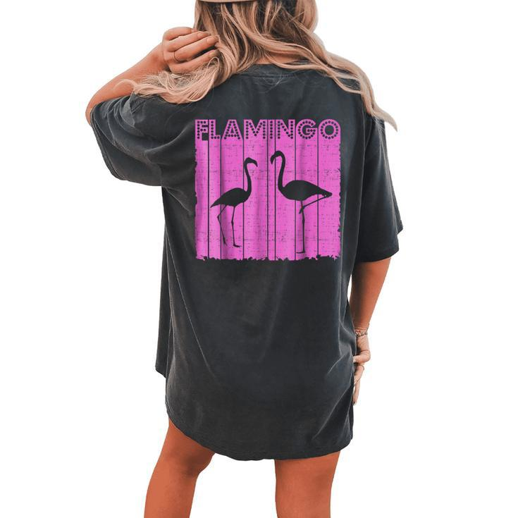 Vintage Retro Flamingo 80S Purple Neon Geometric Women's Oversized Comfort T-Shirt Back Print