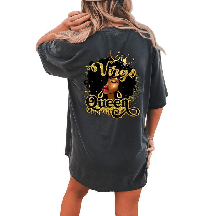 Virgo Queen Birthday Afro Girls Black Zodiac Birthday Women's Oversized Comfort T-shirt Back Print