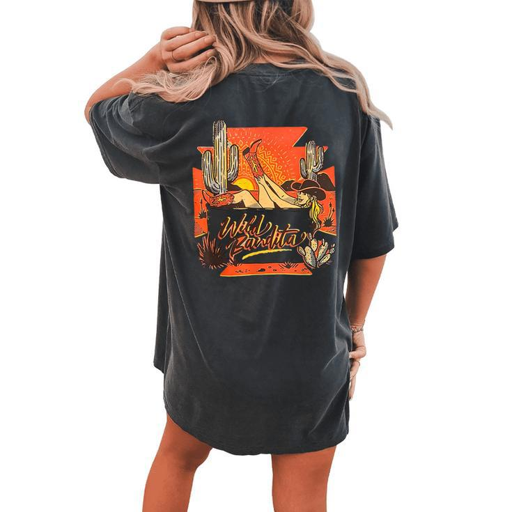 Western Southern Wild Bandita Cactus Rodeo Cowgirl Women's Oversized Comfort T-Shirt Back Print