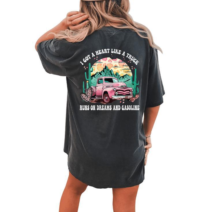 Western Sunset I Got A Heart Like A Truck Cowgirl Cowboy Women's Oversized Comfort T-Shirt Back Print