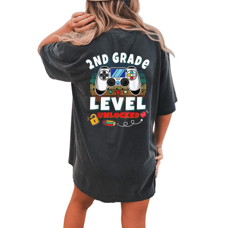 2Nd Grade Level Unlocked Video Game Back To School Boys Women's Oversized Comfort T-shirt Back Print