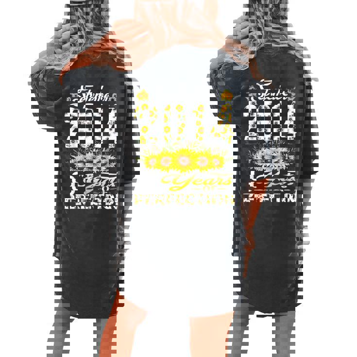 9 Year Old Born In September 2014 Floral 9Th Birthday Women's Oversized Comfort T-shirt Back Print 9 Year Old Born In September 2014 Floral 9Th Birthday Women's Oversized Comfort T-shirt Back Print