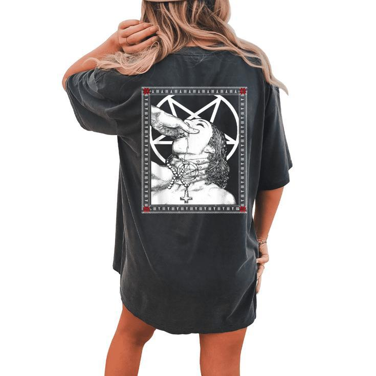 Choke Me Satan Unholy Nun Naughty Sexy Christmas Women's Oversized Comfort T-shirt Back Print