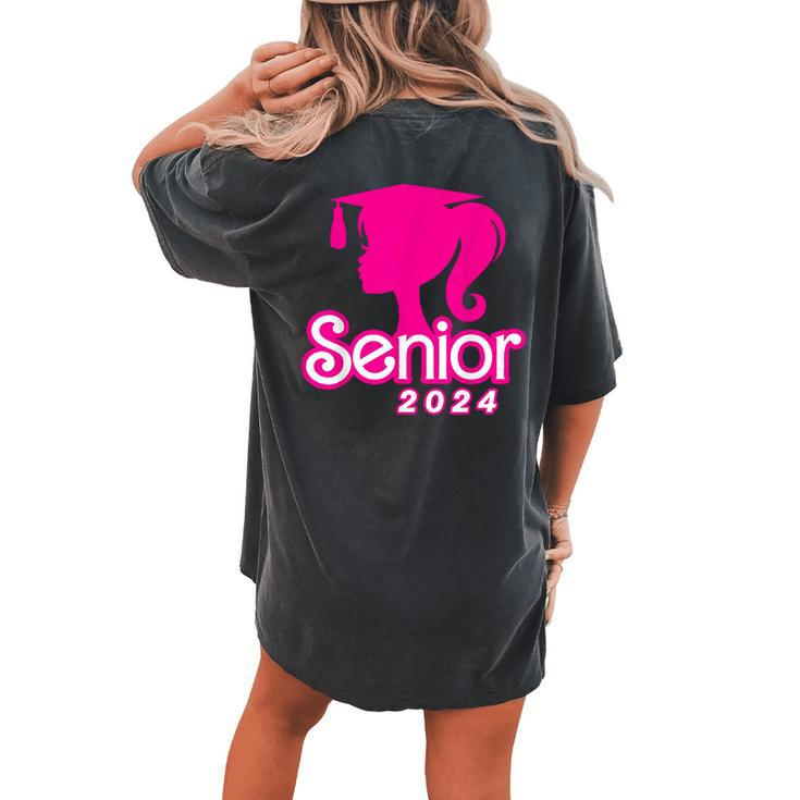 Class Of 2024 Senior Pink Seniors 2024 Girls Women's Oversized Comfort T-shirt Back Print