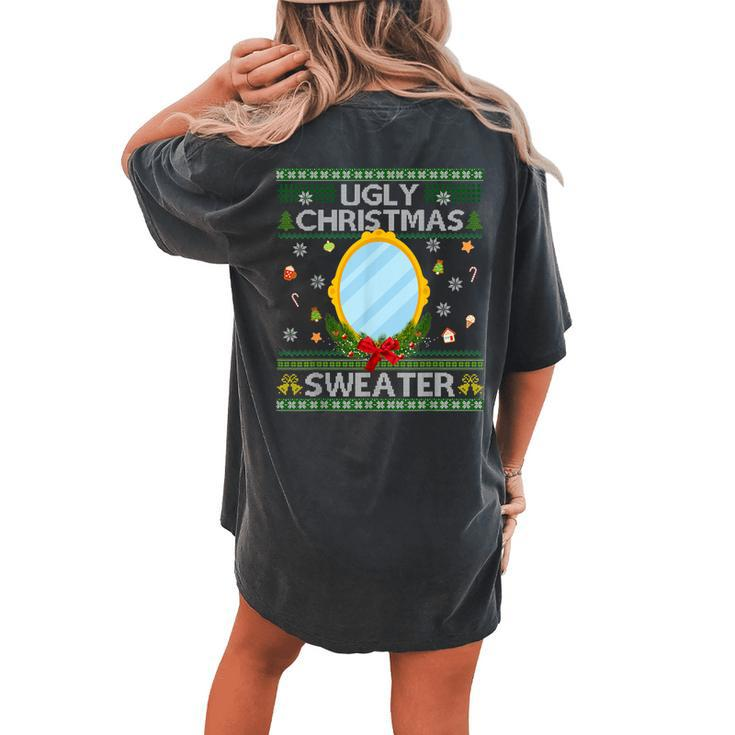 Ugly Christmas Sweater With Mirror Xmas Girls Women's Oversized Comfort T-shirt Back Print