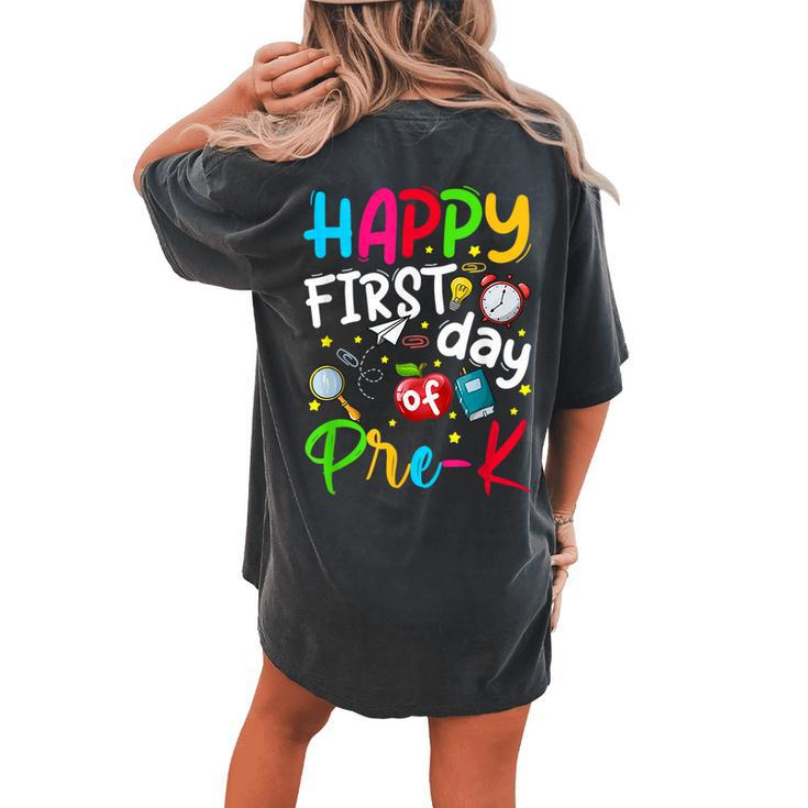 Happy First Day Of Pre-K Teacher Students Back To School Women's Oversized Comfort T-shirt Back Print