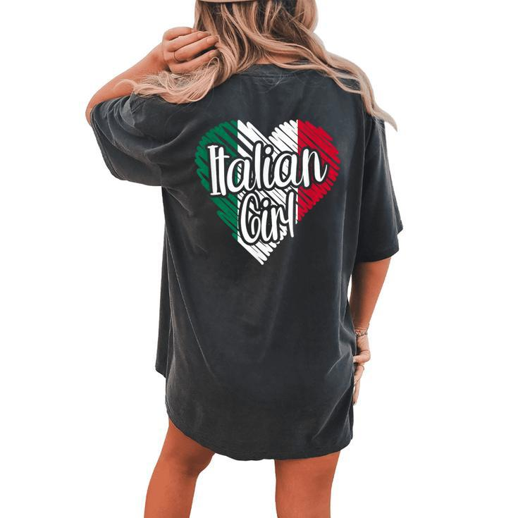 Italy For Girl Italian Heart Flag For Italia Women's Oversized Comfort T-shirt Back Print