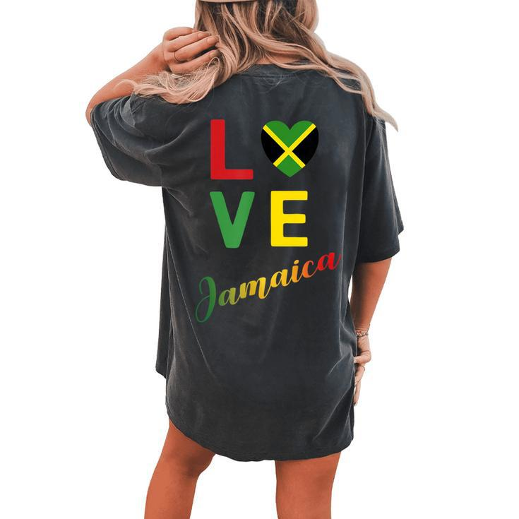 Love Jamaican Flag Blouse For Independence Carnival Festival Women's Oversized Comfort T-Shirt Back Print