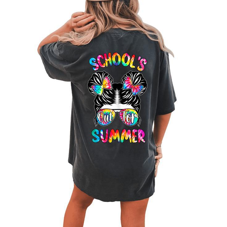 Messy Bun Girl Schools Out For Summer Graduation Teacher Women's Oversized Comfort T-Shirt Back Print