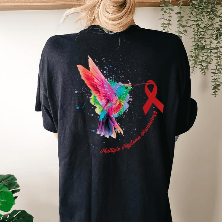 Multiple Myeloma Awareness Sunflower Hummingbird Women's Oversized Comfort T -Shirt Back Print