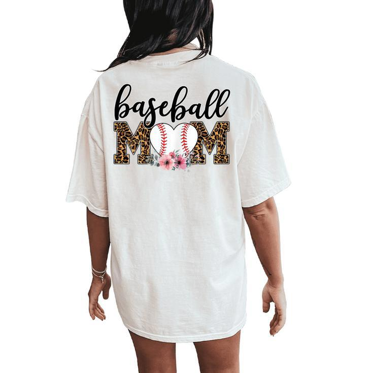 Baseball Mom Leopard Print Cheetah Pattern Mother Mum Women's Oversized Comfort T-Shirt Back Print