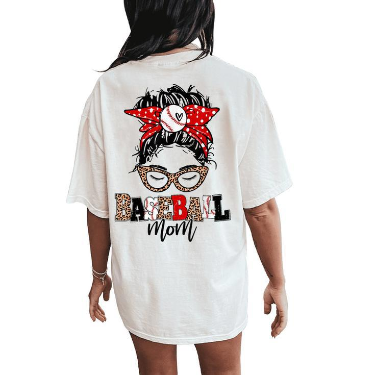 Baseball Mom Leopard Game Day Women's Oversized Comfort T-Shirt Back Print