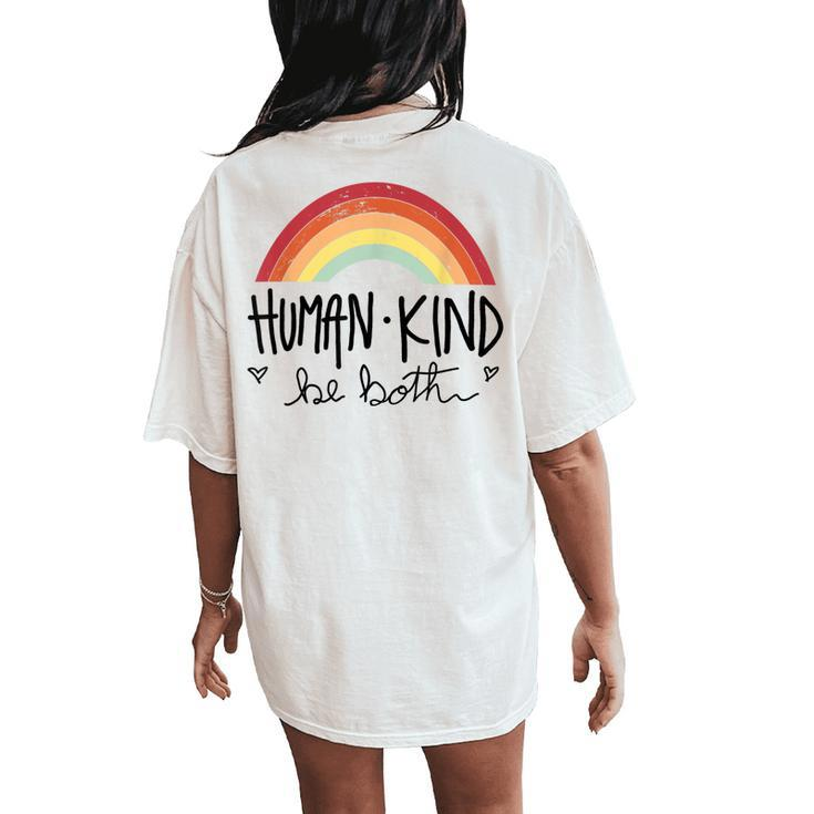 Black Lives Matter Be Kind Retro Sunset Positive Message Women's Oversized Comfort T-Shirt Back Print