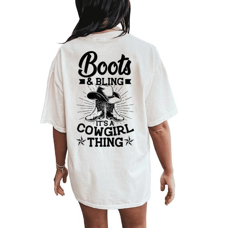 Cowgirl Boots And Hat Graphic Women Girls Cowgirl Western Women's Oversized Comfort T-Shirt Back Print