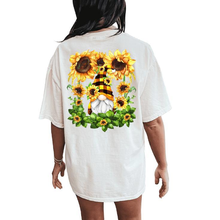Cute Sunflower Gnome For Gardener And Cute Mom Summer Women's Oversized Comfort T-Shirt Back Print