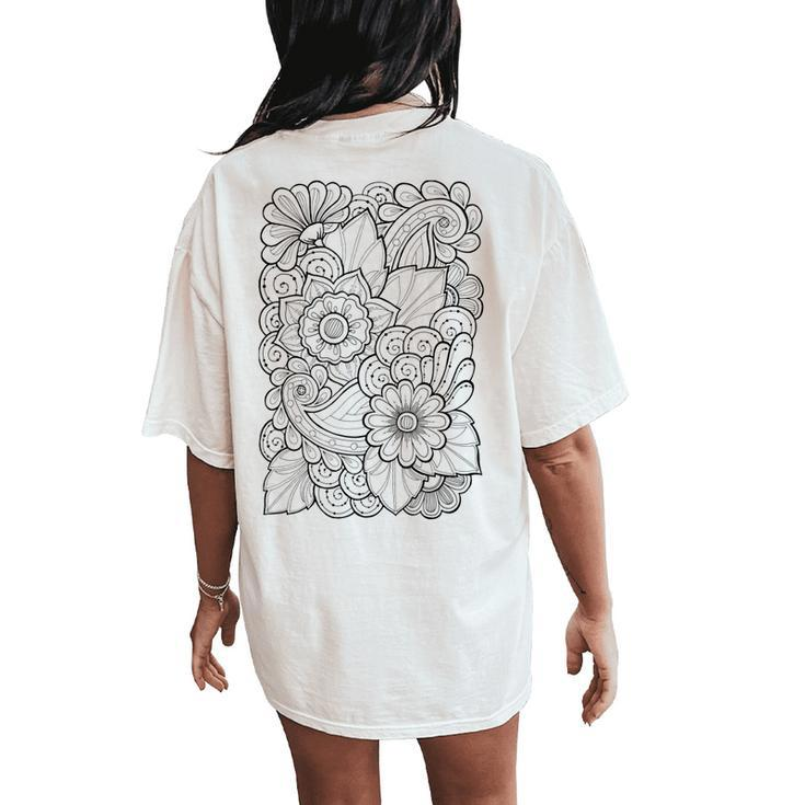 Floral Coloring Women's Oversized Comfort T-Shirt Back Print