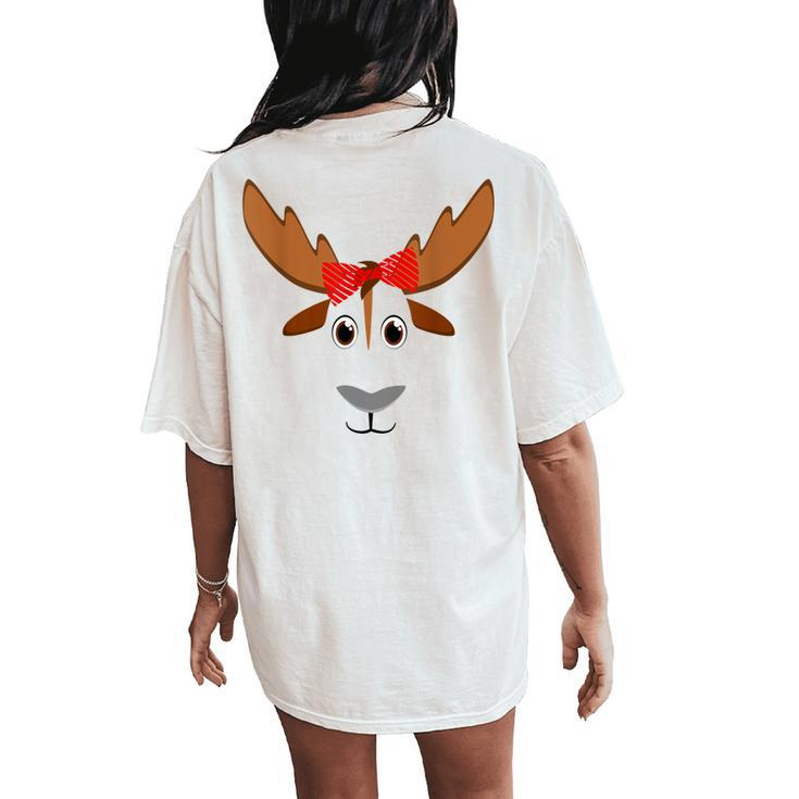 Floral Moose Animal Halloween Costume Women's Oversized Comfort T-Shirt Back Print