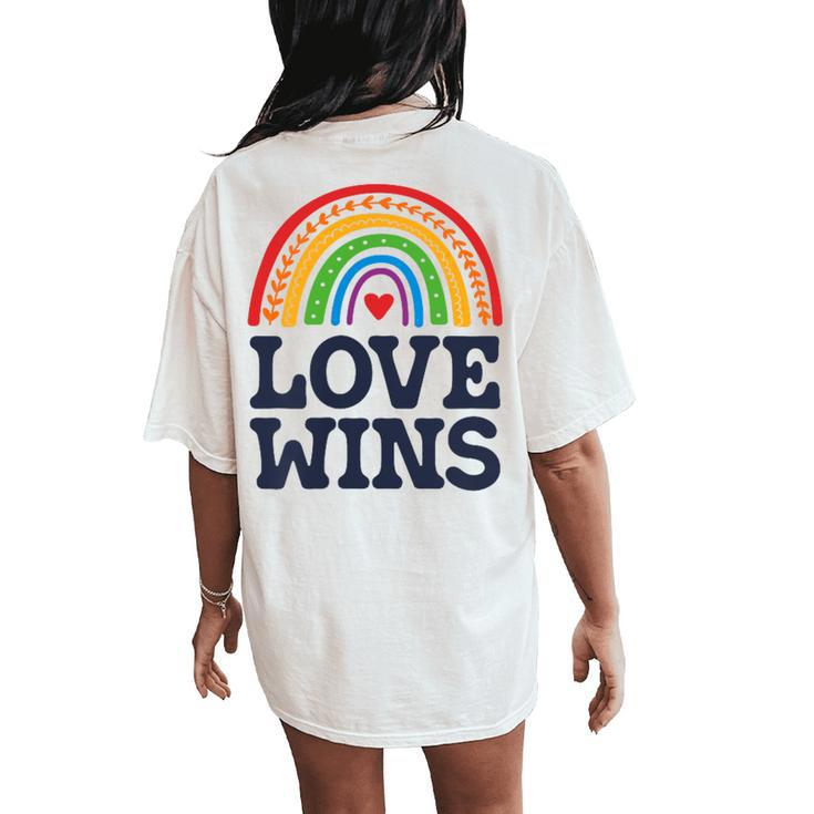 Lgbtq Love Wins Pocket Gay Pride Lgbt Ally Rainbow Vintage Women's Oversized Comfort T-Shirt Back Print