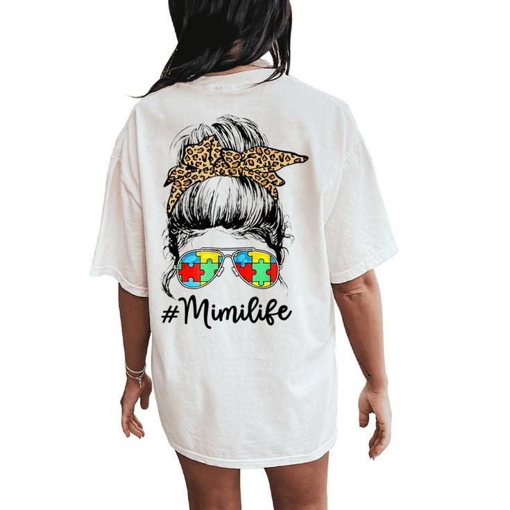 Mimi Life Autism Awareness Messy Bun Girl Women's Oversized Comfort T-Shirt Back Print