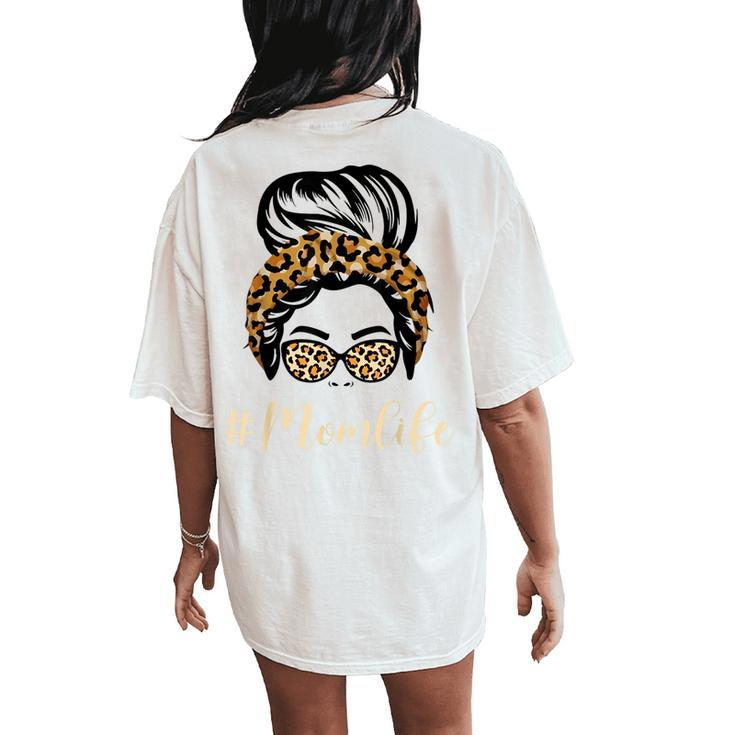 Mom Life Mama Leopard Pattern Glasses Women's Oversized Comfort T-Shirt Back Print