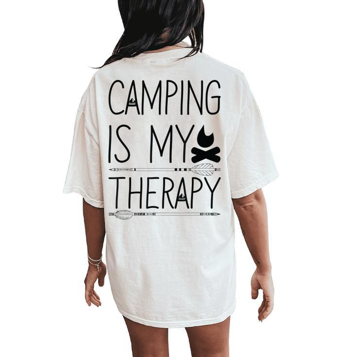 Outdoor Camper Therapy Glamping Glamper Camping Girl Women's Oversized Comfort T-Shirt Back Print