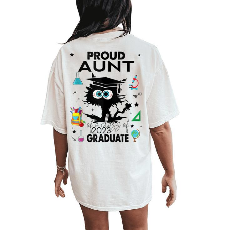 Proud Aunt Of A Class Of 2023 Graduate Cool Black Cat Women's Oversized Comfort T-Shirt Back Print