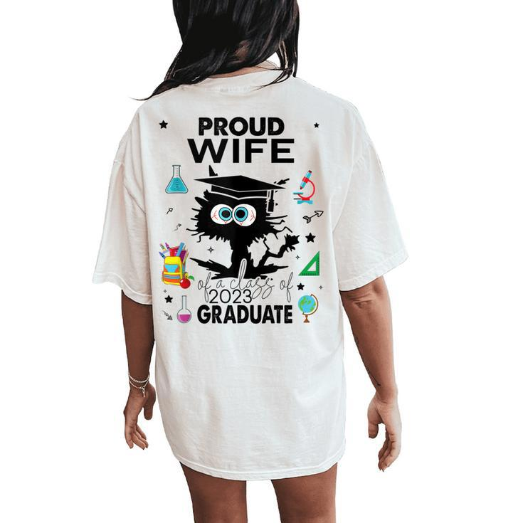 Proud Wife Of A Class Of 2023 Graduate Cool Black Cat Women's Oversized Comfort T-Shirt Back Print