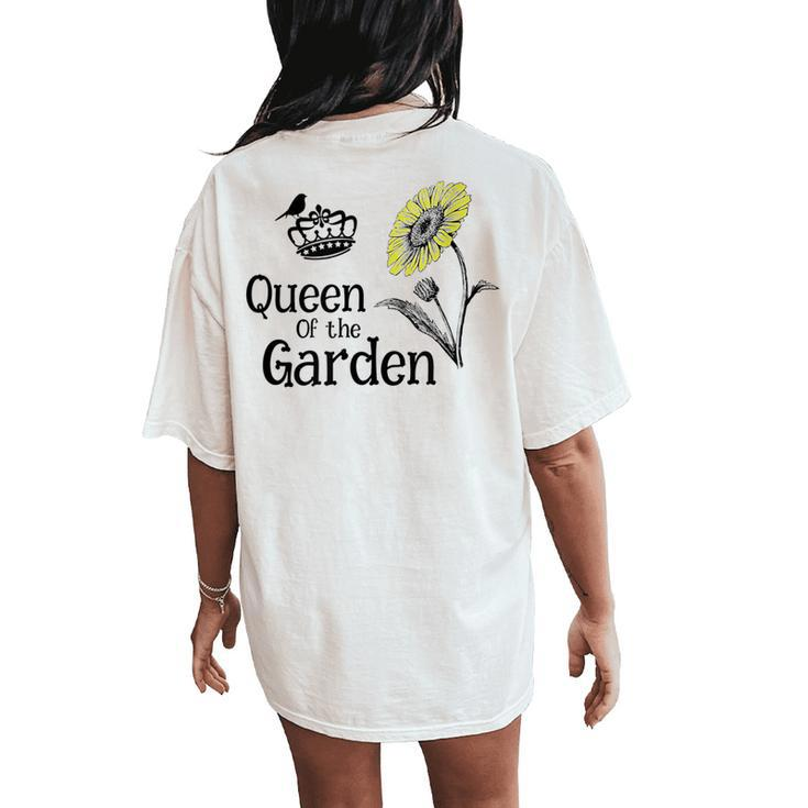 Queen Of The Garden Sunflower Birdie Crown Women's Oversized Comfort T-Shirt Back Print