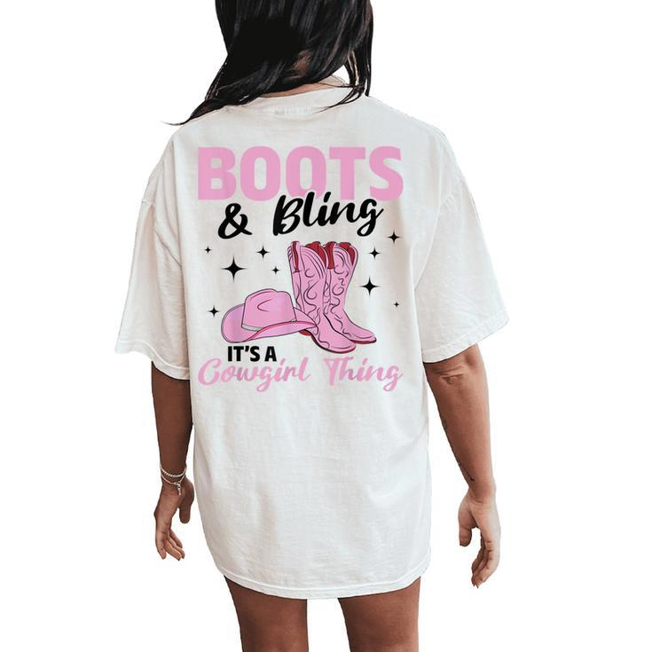 Rodeo Western Country Southern Cowgirl Hat Boots & Bling Women's Oversized Comfort T-Shirt Back Print