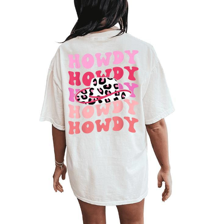 Vintage White Howdy Rodeo Western Hat Southern Cowgirl Women's Oversized Comfort T-Shirt Back Print