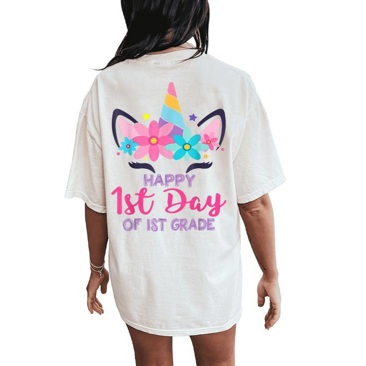 1St Grade Unicorn First Day Of School Back To Outfit Women's Oversized Comfort T-Shirt Back Print