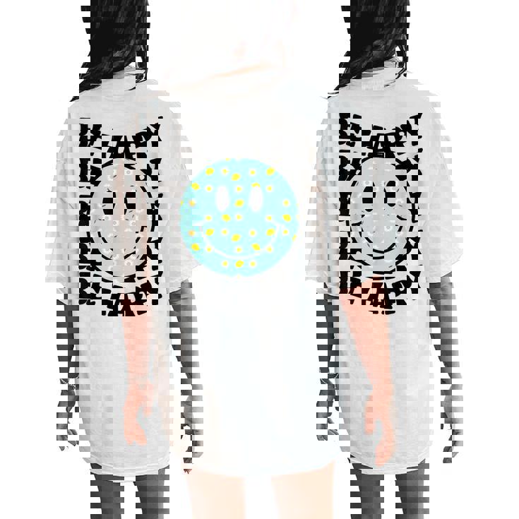 80S Groovy With Be Happy Smile Face & Daisy Flower Print
