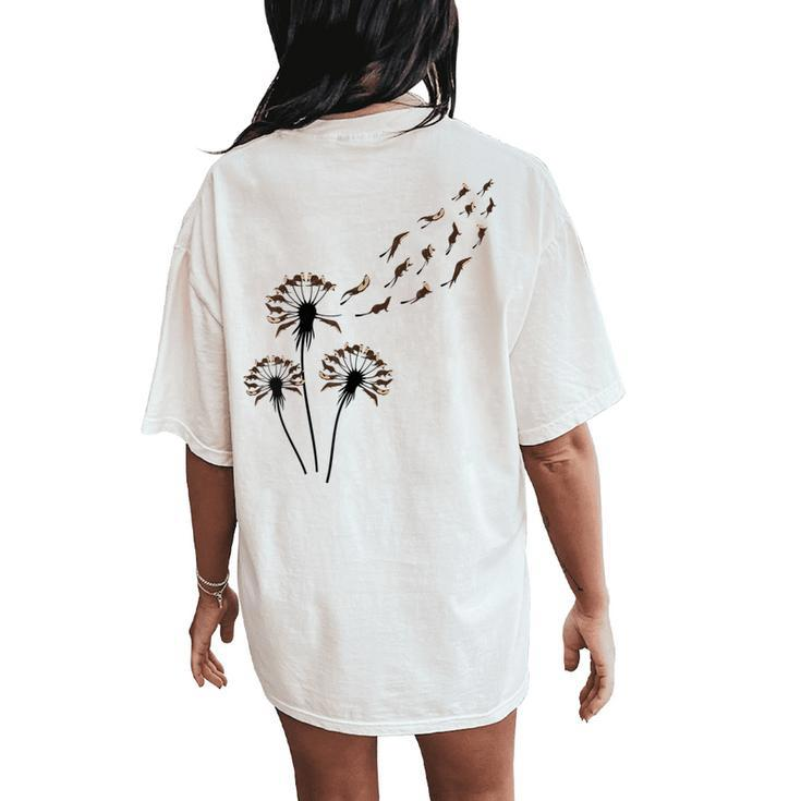 Flower Dandelion Otters For Otter Lover Otter Women's Oversized Comfort T-Shirt Back Print