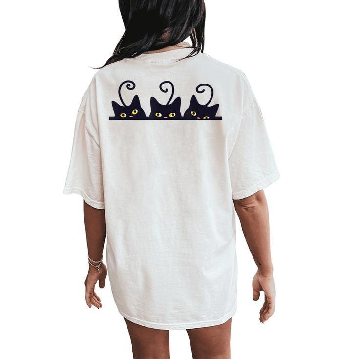 3 Black Cats Cat Lovers Girl Boy Cat Women's Oversized Comfort T-Shirt Back Print
