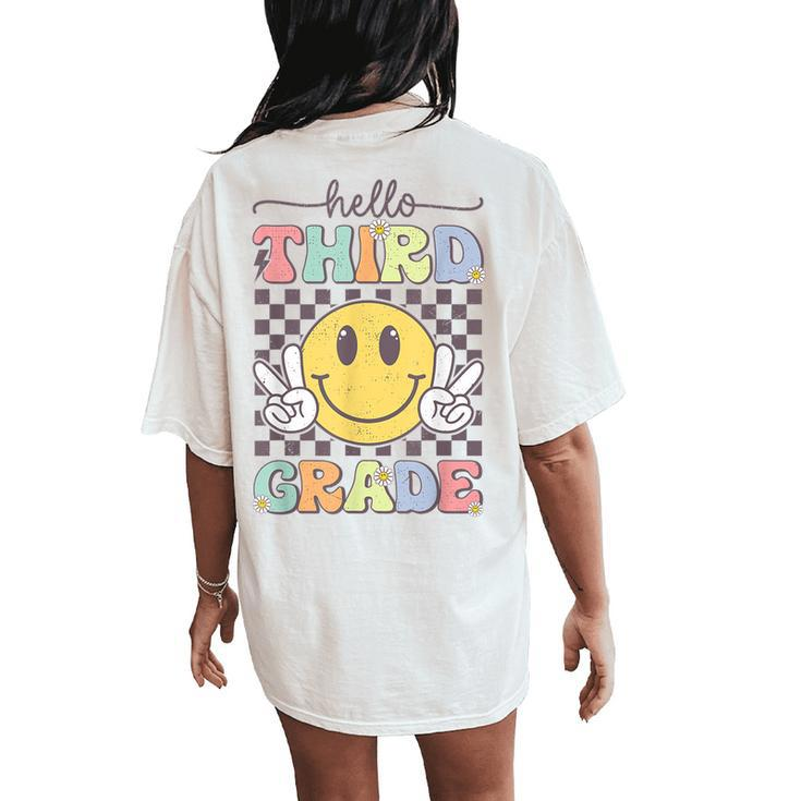 3Rd Grade Team Back To School Hello Third Grade Smile Face Women's Oversized Comfort T-Shirt Back Print