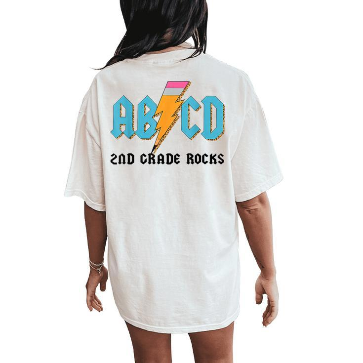 Abcd Pencil Lightning 2Nd Grade Rocks Back To School Women's Oversized Comfort T-Shirt Back Print