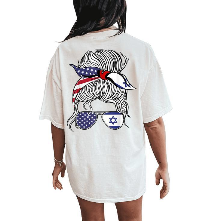 American Israeli Patriot Flag Girl Israel Grown Women's Oversized Comfort T-Shirt Back Print