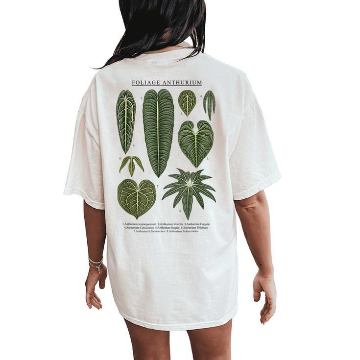 Anthurium Plants Foliage Clarinervium Veitchii Waroqueanum Women's Oversized Comfort T-Shirt Back Print
