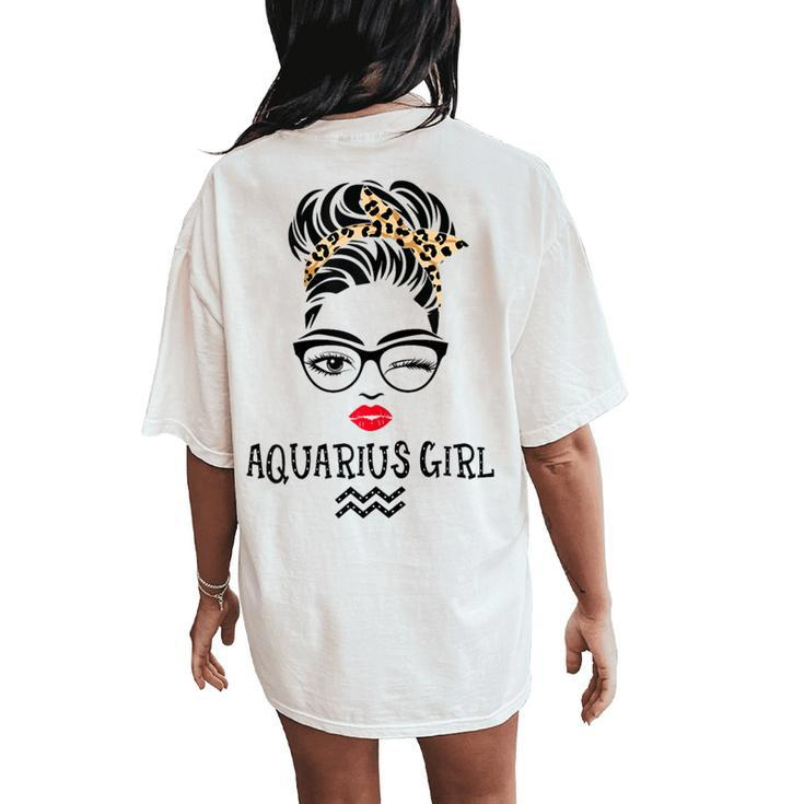 Aquarius Girl Wink Eye Woman Face Wink Eyes Lady Birthday Women's Oversized Comfort T-Shirt Back Print