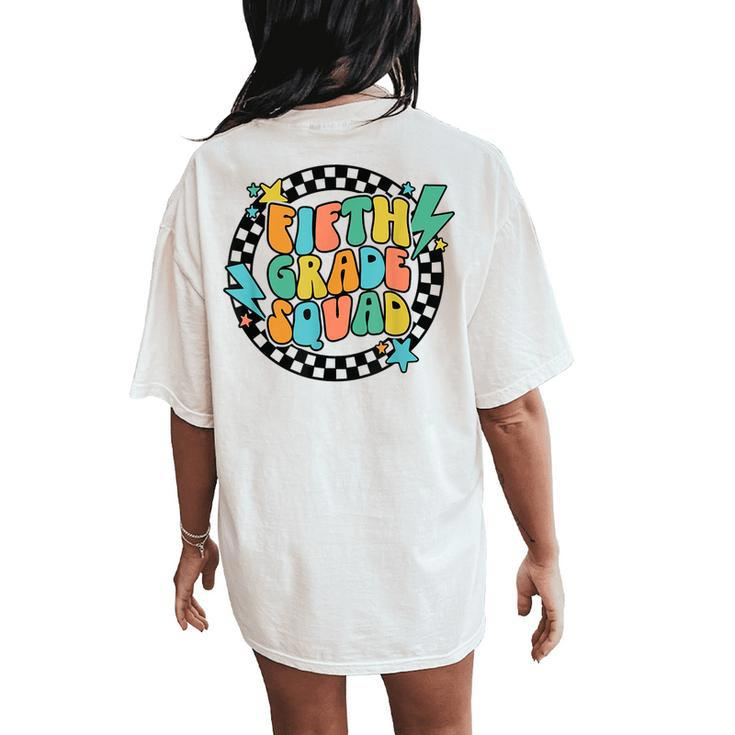 Back To School Groovy Teacher Fifth 5Th Grade Crew Squad Women's Oversized Comfort T-Shirt Back Print