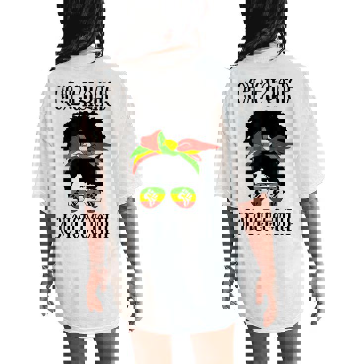 Black Messy Bun Junenth Celebrate Women's Oversized Comfort T-Shirt Back Print