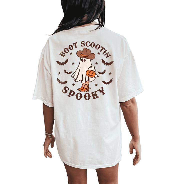Boot Scoot Spooky Groovy Halloween Western Cowhide Women's Oversized Comfort T-Shirt Back Print
