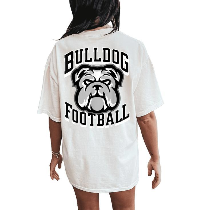 Bulldogs Football Game Day Print Mom Dad Black Women's Oversized Comfort T-Shirt Back Print