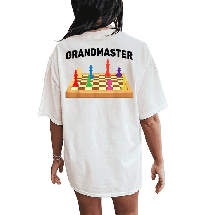 Chess Grandmaster Queen King Pawn Rook Bishop Women's Oversized Comfort T-Shirt Back Print