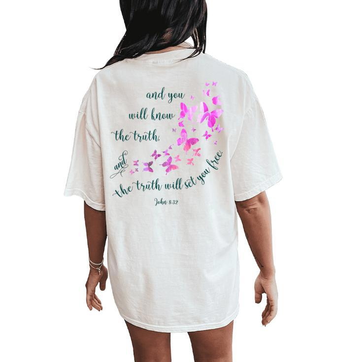 Christian Bible Verse Butterfly For And Girls Women's Oversized Comfort T-Shirt Back Print