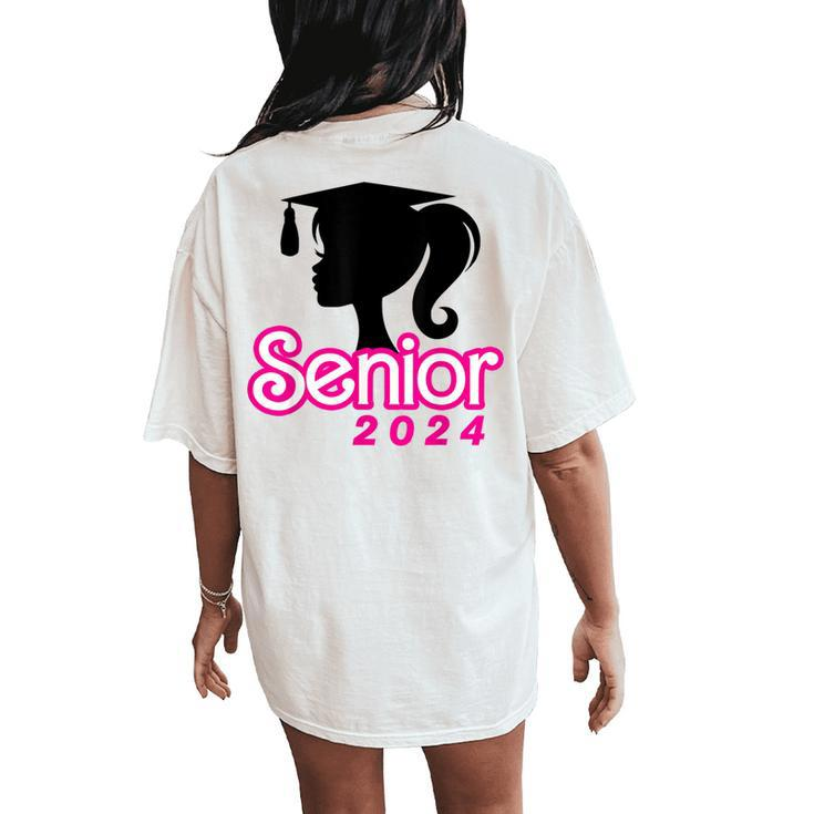 Class Of 2024 Senior Pink  Seniors 2024 Girls Women's Oversized Comfort T-Shirt Back Print