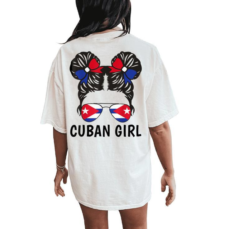Cuban Girl Messy Hair Cuba Flag Cubanita Youth Women's Oversized Comfort T-Shirt Back Print