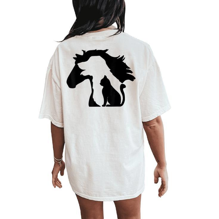 Cute Horse Dog Cat Lover Mother's Day Women's Oversized Comfort T-Shirt Back Print