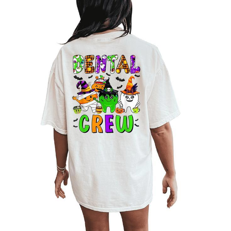 Dental Crew Trick Or Th Halloween Spooky Th Leopard  Women Oversized Back Print Comfort T-shirt
