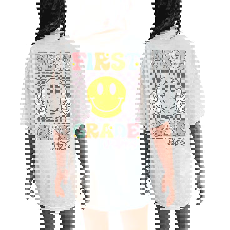 First Grade Vibes Smile Face 1St Grade Team Back To School Women's Oversized Comfort T-Shirt Back Print